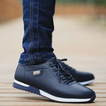 Мужская деловая повседневная обувь из искусственной кожи, мужская уличная дышащая спортивная обувь, мужская модная повседневная обувь для прогулок.