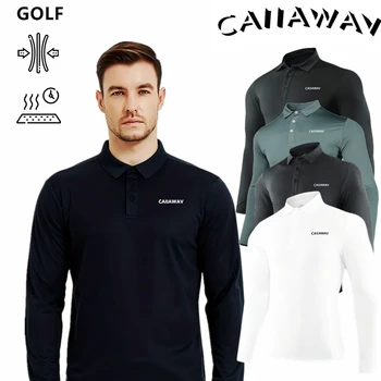 Мужская одежда для гольфа CAIIAWAV Golf с длинным рукавом, рубашка-поло для гольфа, Быстросохнущая эластичная верхняя одежда для гольфа на осень-зиму