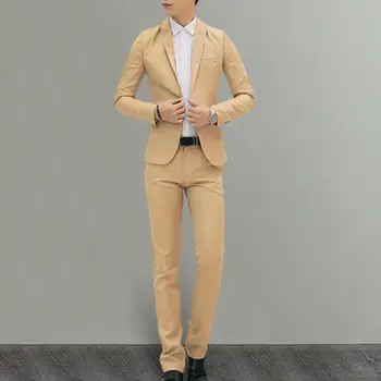 Мужская официальная одежда, комплект мужских брюк, стильный мужской деловой костюм, приталенные брюки с лацканами и карманами на весну-осень