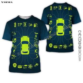 Мужская футболка с 3D-принтом для ремонта автомехаников и автосервиса с логотипом на заказ, футболка с коротким рукавом из молочного волокна, униформа, защитная спецодежда, Не рабочая одежда