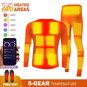 Мужское утепляющее нижнее белье, зимнее, с питанием от USB-аккумулятора, интеллектуальным контролем температуры, с электрическим подогревом, лыжные термобелье с флисовой подкладкой, брюки