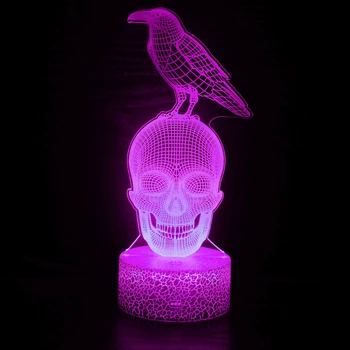 Настольная лампа Nighdn с черепом и орлом, 7 цветов, меняющий USB светодиодный ночник для украшения спальни, подарок на Хэллоуин для детей, мальчиков, мужчин