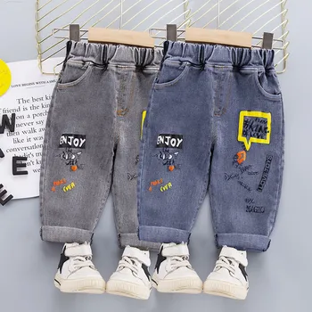 Новая Весенне-осенняя Детская одежда Для мальчиков и девочек, Джинсовые Длинные брюки с карманами, повседневные джинсы для малышей, Детские Хлопковые спортивные костюмы для малышей