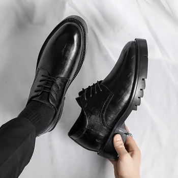 Новая кожаная обувь, увеличивающая рост на 3-8 см, высококачественная деловая официальная мужская повседневная обувь, классические официальные мужские офисные туфли-оксфорды