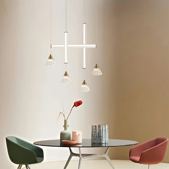 Подвесной светильник из скандинавского стекла, горизонтальные и вертикальные трубчатые светильники, роскошное сочетание креативного конического освещения столовой