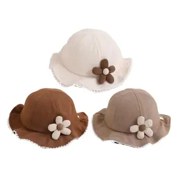 Прекрасная детская шляпа с цветами для малышей, широкополая уличная рыбацкая шляпа, тканевая кепка для мальчиков и девочек, прямая поставка