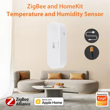 Приложение Tuya Zigbee Homekit с интеллектуальным датчиком температуры и влажности, работающее с дистанционным мониторингом и голосовым управлением, работает с Alexa Google