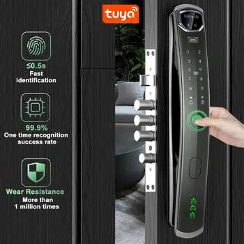 Приложения Tuya, сенсорный экран с отпечатками пальцев, Портативный дом без ключа, Высокая безопасность, Противоугонная сирена, Сигнализация, конфиденциальность, Умные дверные замки