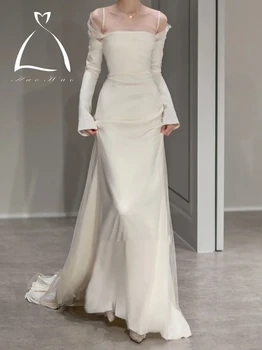 Простое свадебное платье с пятнами в корейском стиле 2024, облегающее платье с квадратным воротником, вечерние платья Vestido De Novia, свадебные платья на молнии 2024,