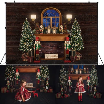 Рождественские Фоны для камина, Реквизит для фотосъемки детей и взрослых, Рождественские Елки, Вечерний Фон для окна