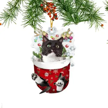 Рождественский кулон с котом Украшение для Рождественской вечеринки Новогодние подарки 1шт Украшения Рождественские украшения Подвесные