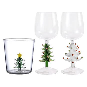 Рождественский стеклянный кубок-кубок для вина с фигуркой рождественской елки, чашка для питья