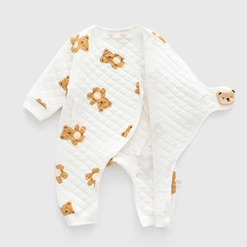 Трехслойная хлопковая детская одежка, боди для новорожденных, теплая и удобная в течение всего дня для непревзойденного подарка тепла и мягкости.
