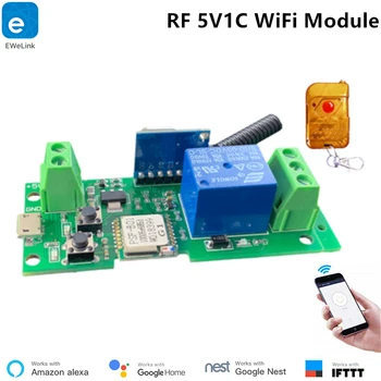 Умный переключатель WiFi 5V1C WiFi Модуль DIY Умный Дом Alexa Совместимый RF433MHz Приложение Remorte Control Поддержка IFTTT