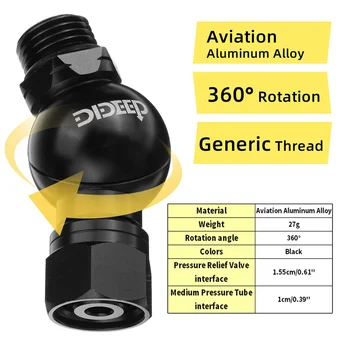 Универсальный 360-градусный поворотный адаптер для шланга DIDEEP Global для 2-й ступени подводного плавания, Соединитель регулятора, Аксессуары для дайвинга