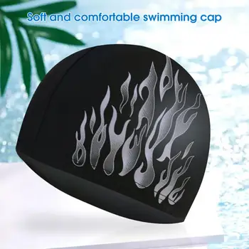 Уникальная шапочка для бассейна, легкая мужская шапочка для плавания, защитная шапочка для ушей в стиле пламени, плавательная шапочка для плавания