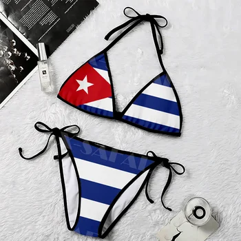Флаг Кубы, герб, черепа, 3D принт, женский комплект микро-бикини, летняя пляжная одежда, сексуальные пляжные купальники