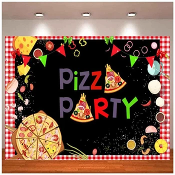 Фон для фотосъемки вечеринки с пиццей, Детская Кулинарная тема, Декор баннера на день рождения, Десерт, Детский душ, Новорожденный Красный фон