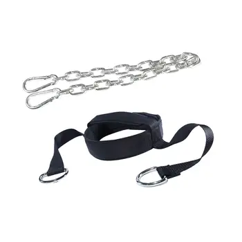 Шейный ремень со стальной цепью и металлической петлей Оборудование для упражнений для шеи Шейный тренажер Головной ремень для тренировки шеи для бокса