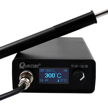 Электронная паяльная станция OLED T12-Q19, совместимая с питанием от сети переменного/постоянного тока, с пластиковой ручкой T12-P9 и железными наконечниками T12