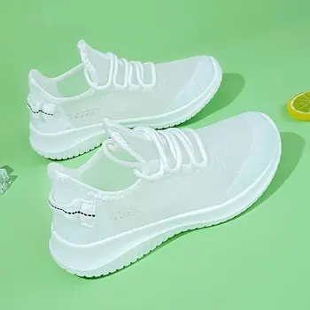 큐빅구두 Женская повседневная обувь, удобные сетчатые теннисные легкие кроссовки, женские 2023 Белые полые нескользящие прогулочные туфли zapatillas de mujer