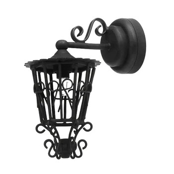 1 ШТ 1/12 Миниатюрный настенный светильник для кукольного домика, черное металлическое кружевное ажурное круглое настенное бра