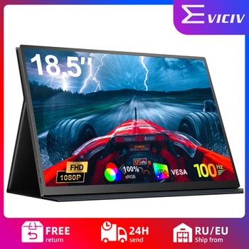 EVICIV Портативный Монитор 18,5 дюймов 100 Гц 100% sRGB 1080P с Vesa FreeSync IPS HDR Игровой Дисплей Дорожный Второй Экран для Ноутбука