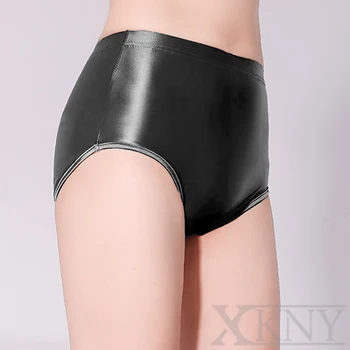 XCKNY атласные маслянистые глянцевые шорты, нижнее белье с высокой эластичностью, бикини с высокой талией, глянцевые трусы унисекс, глянцевые брюки с запахом на бедрах