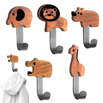 Деревянный настенный крючок в виде животного, Мультяшная Деревянная вешалка в виде животного, держатель для ключей, декор комнаты, Настенный декор для пальто, шарфа, шляпы, полотенца для дома