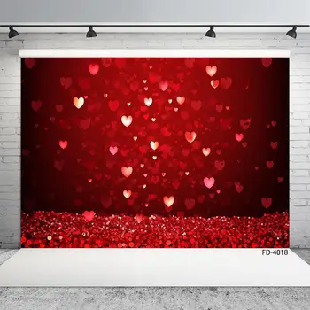 Красные Сердца Песок Блеск Боке Фотофоны Виниловый Фон для Фотосъемки Влюбленных на День Святого Валентина Свадебная Фотобудка