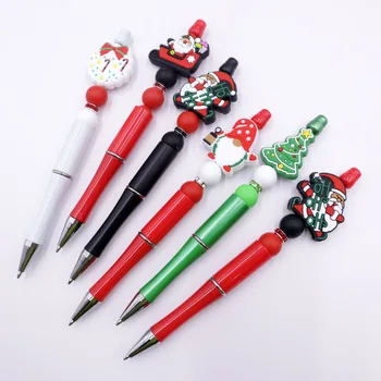 Креативная мультяшная рождественская шариковая ручка, украшенная бисером, вращающаяся ручка для подписи, канцелярские принадлежности для студентов