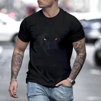Летняя мужская футболка с головой животного, пуловер, круглый вырез, 3D принт головы волка, плюс черная повседневная винтажная мужская футболка с коротким рукавом