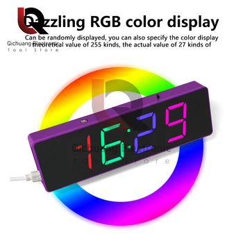 Настольные часы с ослепительно красочным цифровым дисплеем RGB, настольные часы 