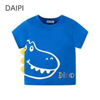 Новая футболка с принтом динозавра, модная детская уличная повседневная спортивная рубашка 2023 года для мальчиков с круглым вырезом, летняя одежда для детей 2-10 лет