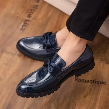 Осенняя Мужская обувь 2023 года, Новая Зимняя Модная Универсальная Рабочая Кожаная обувь, Мужская Повседневная обувь Черного цвета