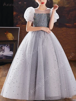 Платье для девочки с цветочным узором Annabelle, платье принцессы с длинными рукавами для девочек, платье трапециевидной формы, модное платье для вечеринки по случаю дня рождения для девочек