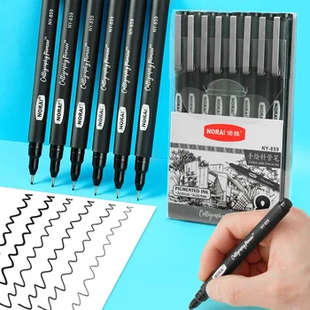 Полный набор черных гелевых ручек 0,05-0,8 мм, набор ручек для рисования для студентов, аксессуары для экзамена по дизайну фирменной манги, Офисные принадлежности