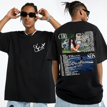 Рэпер SZA Ctrl, футболка с принтом обложки музыкального альбома, мужские и женские винтажные повседневные футболки из 100% хлопка оверсайз оверсайз с коротким рукавом
