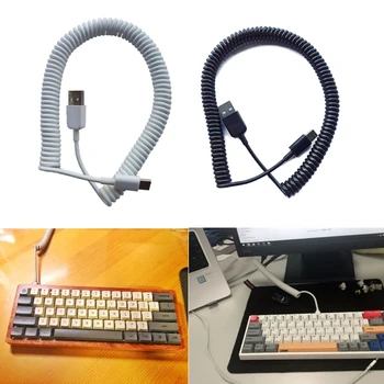 Спиральный кабель Type C, механическая клавиатура GH60, USB-кабель Type-C к USB-кабелю